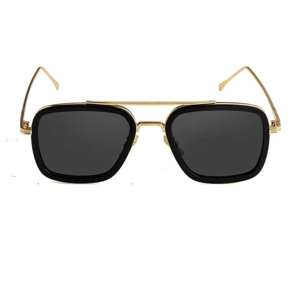 Luxury Square Aviator Fashion Gold Frame Retro Black Sunglasses For Men Women - Picture 2 of 8